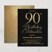 Budget 90e verjaardag viering uitnodiging (Voorkant / Achterkant)