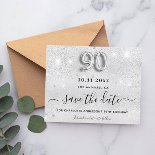 Budget 90e verjaardag zilveren glitters save the d