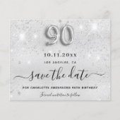 Budget 90e verjaardag zilveren glitters save the d (Voorkant)
