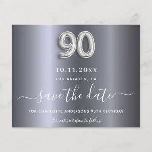 Budget 90e verjaardag zilveren metalen save the da