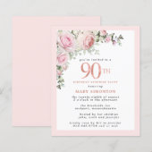 Budget 90ste Verjaardag Surprise Party Roze Bloeme (Voorkant / Achterkant)
