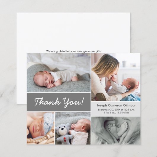 Budget Aangepast grijs Foto Collage Baby Boy Birth (Voorkant / Achterkant)