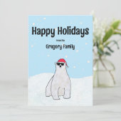 Budget Aangepast Schattig Cool Ijsbeer Cartoon Feestdagenkaart (Staand voorkant)