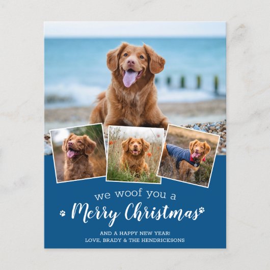 Budget Aangepaste Dog Pet Foto Merry Kerstmis Kaar (Voorkant)