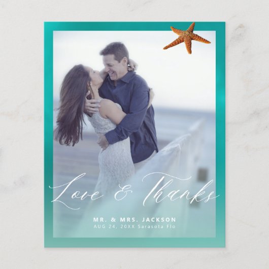 Budget aangepaste foto strandbruiloft bedankt flyer (Voorkant)