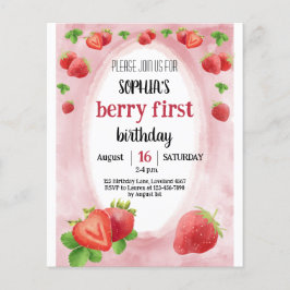 Budget Aardbei 1e Verjaardag Sweet Berry Invite