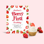 Budget Aardbei Berry Eerste Verjaardag voor Meisje<br><div class="desc">Budget Aardbei Berry Eerste Verjaardag voor Meisjes Uitnodiging</div>