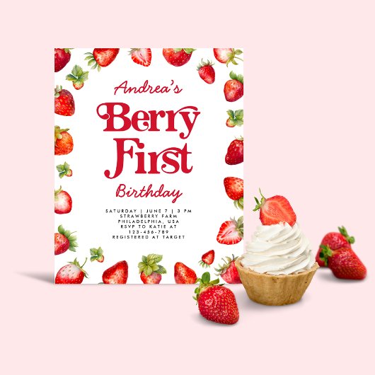 Budget Aardbei Berry Eerste Verjaardag voor Meisje