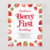 Budget Aardbei Berry Eerste Verjaardag voor Meisje (Voorkant)