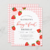 Budget Aardbei Verjaardag Berry Eerste uitnodiging (Voorkant / Achterkant)