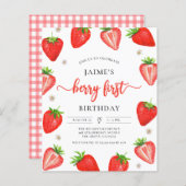 Budget aardbei verjaardag Berry Eerste Verjaardag (Voorkant / Achterkant)