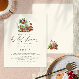 Budget Aardbeien Afternoon Tea Bruidsuitnodiging