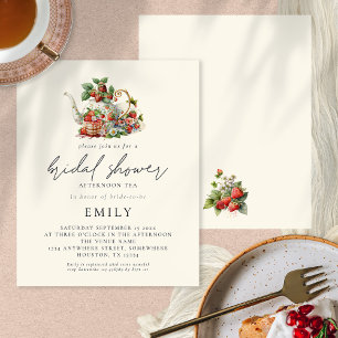 Budget Aardbeien Afternoon Tea Bruidsuitnodiging