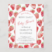 Budget Aardbeien Baby shower Uitnodiging (Voorkant)