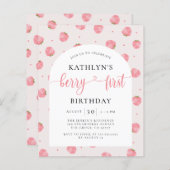 Budget Aardbeien Berry Eerste Verjaardag Uitnodigi (Voorkant / Achterkant)