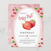 Budget Aardbeien Berry Eerste Verjaardag Uitnodigi (Voorkant / Achterkant)