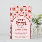 Budget aardbeien bessen zoet Baby shower uitnodige (Staand voorkant)