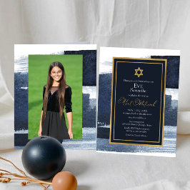 Budget Abstract Blauw verguld Photo Bat Mitzvah