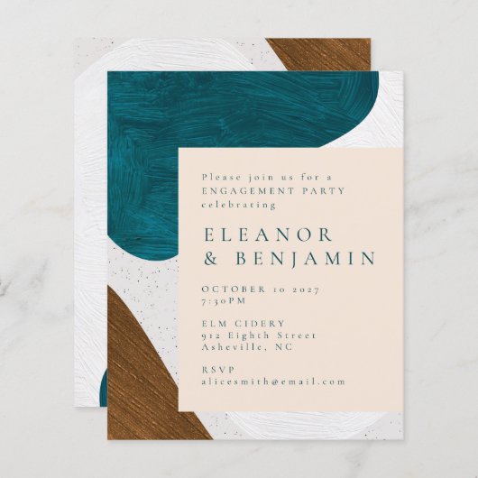 Budget Abstract Blauwgroen Gold Engagement Party n (Voorkant / Achterkant)