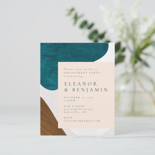 Budget Abstract Blauwgroen Gold Engagement Party n (Staand voorkant)