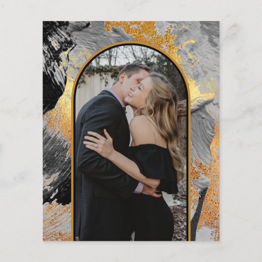 Budget abstract Chic Gold PHOTO bruiloft Uitnodigi (Achterkant)