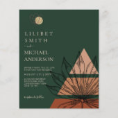 BUDGET Abstract Emerald Green Pampas Grass Wedding Flyer (Voorkant)