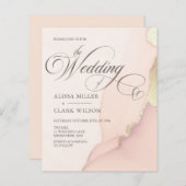 BUDGET Abstract Gold Blush Pink Weddenschap Uitnod (Voorkant / Achterkant)