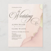 BUDGET Abstract Gold Blush Pink Weddenschap Uitnod (Voorkant)