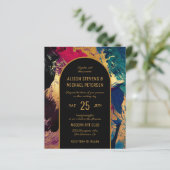 Budget abstract goud Band PHOTO bruiloft Uitnodigi (Staand voorkant)