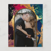 Budget abstract goud Band PHOTO bruiloft Uitnodigi (Achterkant)