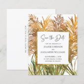 Budget Abstract Pampasgras Trouwkaart Save the Dat (Voorkant / Achterkant)