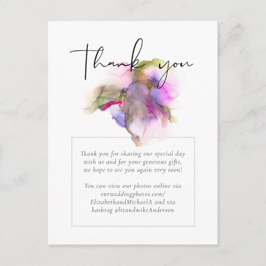 Budget Abstract Regenboog Paarse Bruiloft Briefkaart (Voorkant)