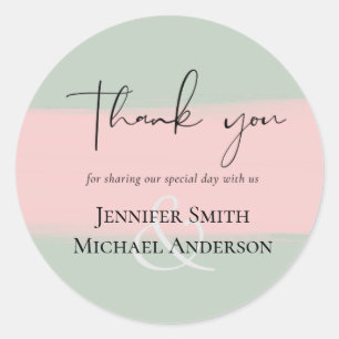 BUDGET Abstract Sage Blush Roze Script Trouwset Ronde Sticker