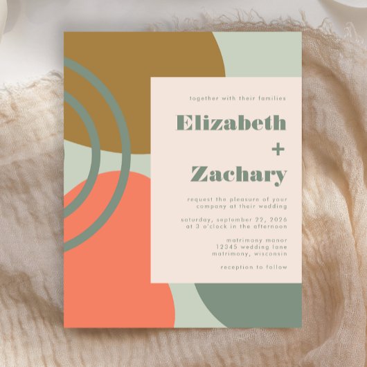 Budget Abstract Sage Green Wedding Uitnodiging