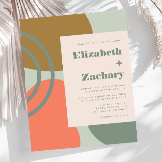 Budget Abstract Sage Green Wedding Uitnodiging