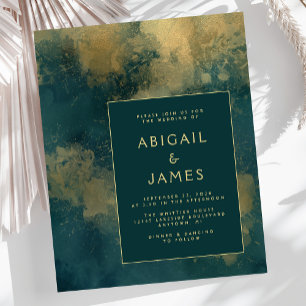 Budget Abstract Waterverf Teal Goud Bruiloft