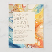 Budget Abstract Zee Waves Beach bruiloft uitnodigi (Voorkant)