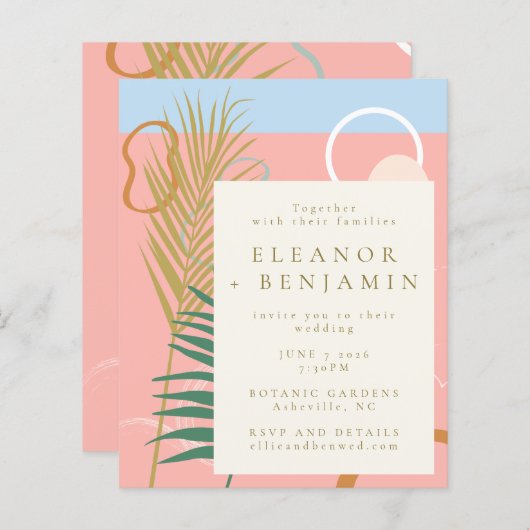 Budget Abstracte Botanische Pastel Weddenschap Uit (Voorkant / Achterkant)