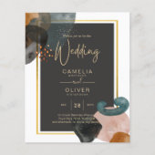 Budget Abstracte Earth Tones Modern Wedding Invite Flyer (Voorkant)