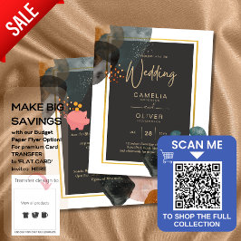 Budget Abstracte Earth Tones Modern Wedding Invite Flyer
