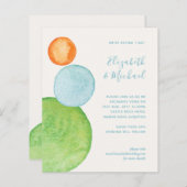 Budget Abstracte Groene Coral Aqua Wedding Invites (Voorkant / Achterkant)
