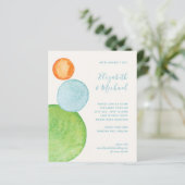 Budget Abstracte Groene Coral Aqua Wedding Invites (Staand voorkant)