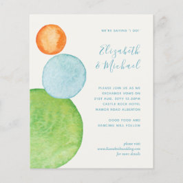 Budget Abstracte Groene Coral Aqua Wedding Invites