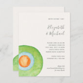 Budget Abstracte Groene Coral Aqua Wedding Invites (Voorkant / Achterkant)