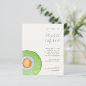 Budget Abstracte Groene Coral Aqua Wedding Invites (Staand voorkant)