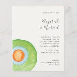 Budget Abstracte Groene Coral Aqua Wedding Invites