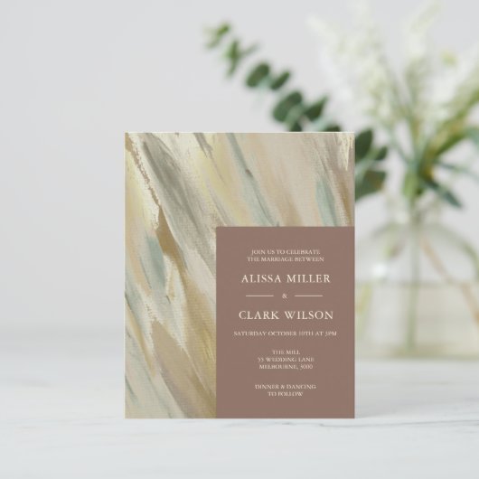 BUDGET Abstracte huwelijksuitnodiging (Staand voorkant)