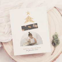 Budget Abstracte kerstboomfoto-feestdag Kaart