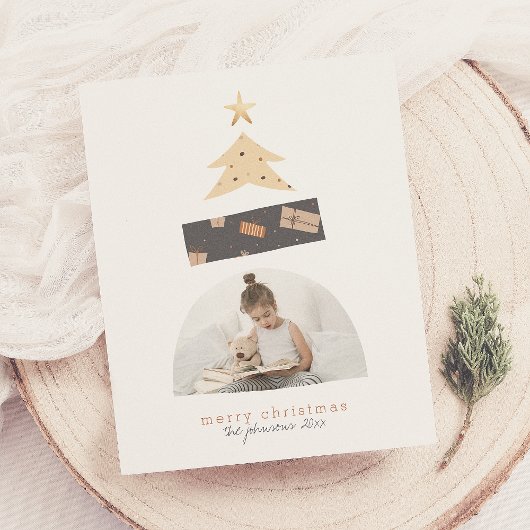 Budget Abstracte kerstboomfoto-feestdag Kaart