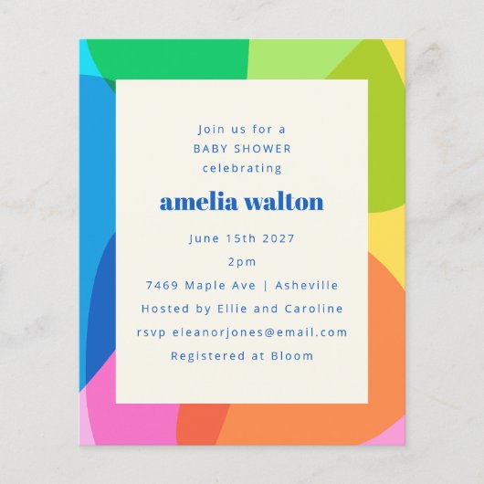 Budget Abstracte Rainbow Baby shower Invitation (Voorkant)